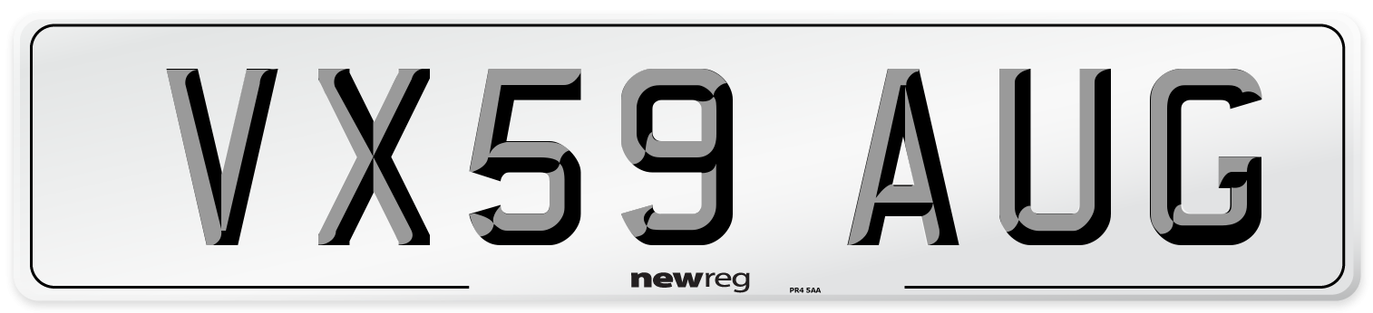 VX59 AUG Number Plate from New Reg